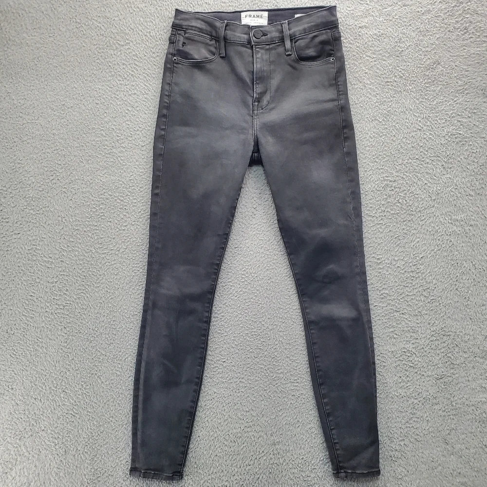 Frame Denim Le High Skinny Jeans Stone Coated Womens Size 25